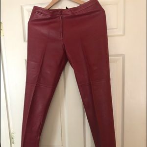 BCBG burgundy/red leather pants.